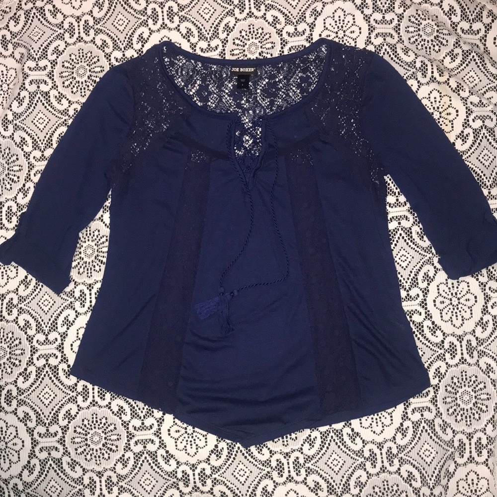 Joe Boxer Navy Blue Blouse with Lace
